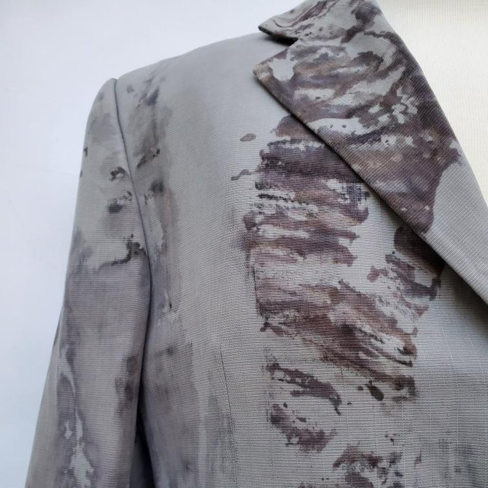 FENDI 50 wool gray grey black blue purple blazer jacket tie dyed unisex Med Larg